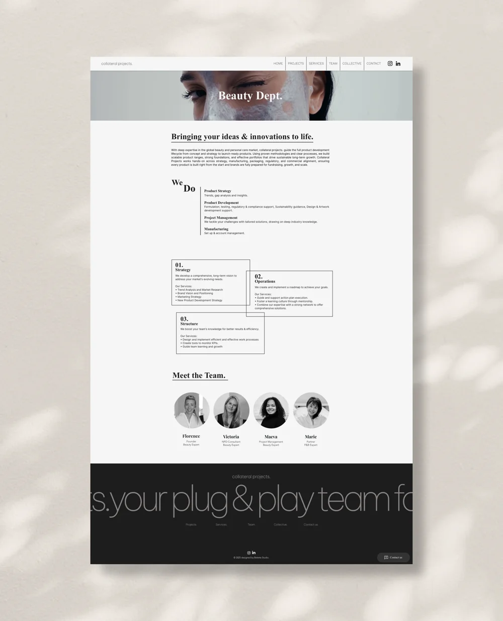 Collateral Projects Beauty Department webpage